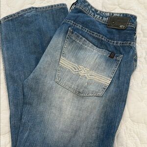 Buffalo David Bitton Blue Relaxed Jeans with Distressed Details
